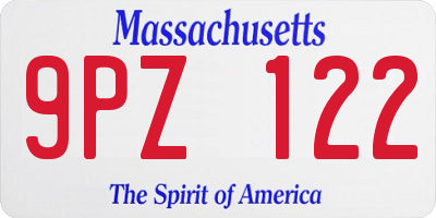 MA license plate 9PZ122