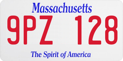 MA license plate 9PZ128