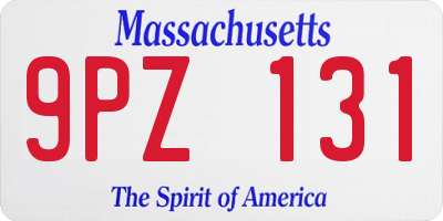 MA license plate 9PZ131
