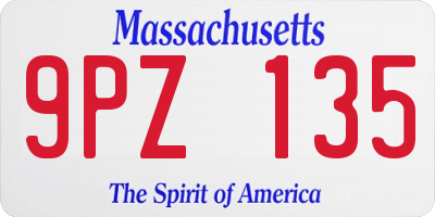 MA license plate 9PZ135