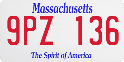 MA license plate 9PZ136