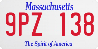 MA license plate 9PZ138