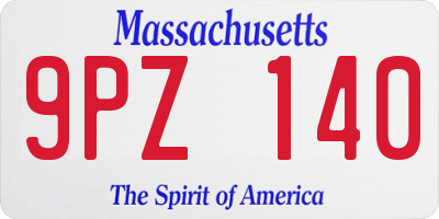 MA license plate 9PZ140