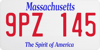 MA license plate 9PZ145