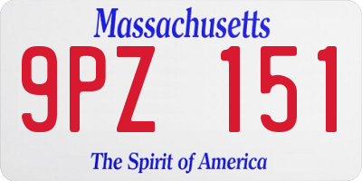 MA license plate 9PZ151