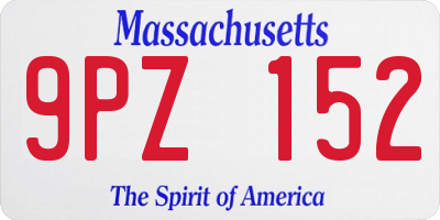 MA license plate 9PZ152