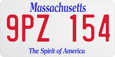 MA license plate 9PZ154