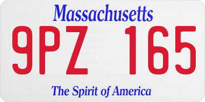 MA license plate 9PZ165