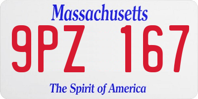 MA license plate 9PZ167
