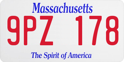 MA license plate 9PZ178