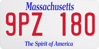 MA license plate 9PZ180