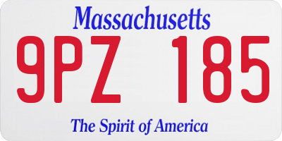 MA license plate 9PZ185