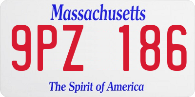 MA license plate 9PZ186