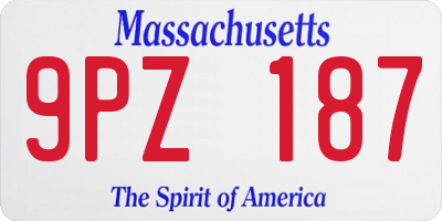MA license plate 9PZ187