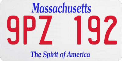 MA license plate 9PZ192