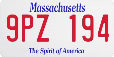 MA license plate 9PZ194