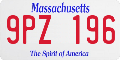 MA license plate 9PZ196