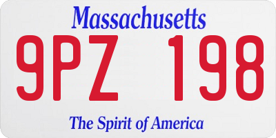 MA license plate 9PZ198