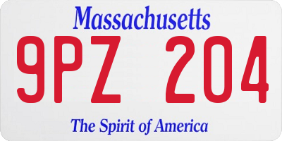 MA license plate 9PZ204