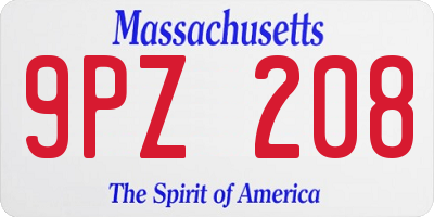 MA license plate 9PZ208