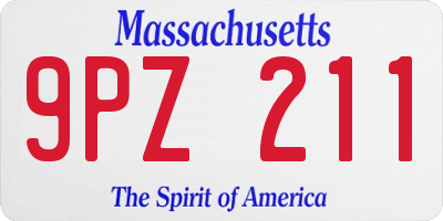 MA license plate 9PZ211