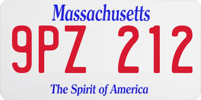 MA license plate 9PZ212