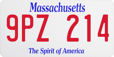MA license plate 9PZ214