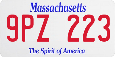 MA license plate 9PZ223