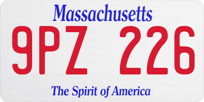 MA license plate 9PZ226