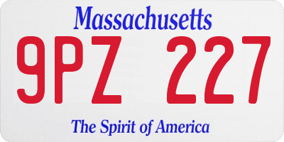 MA license plate 9PZ227