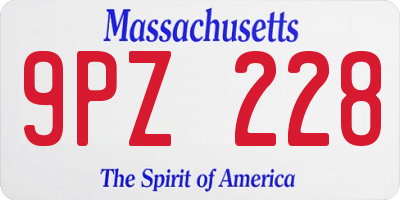 MA license plate 9PZ228