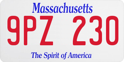 MA license plate 9PZ230