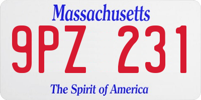 MA license plate 9PZ231
