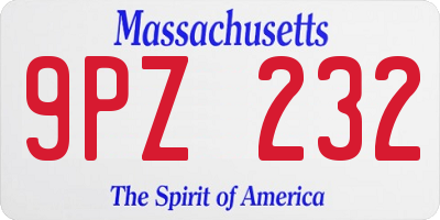 MA license plate 9PZ232