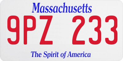 MA license plate 9PZ233