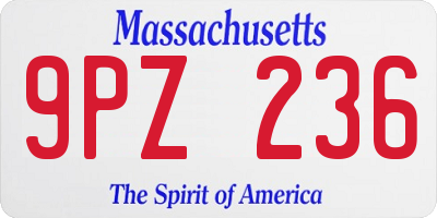 MA license plate 9PZ236
