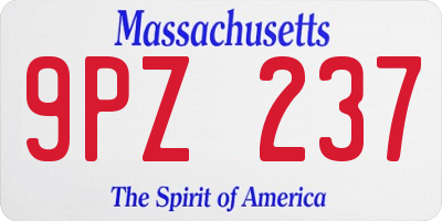 MA license plate 9PZ237