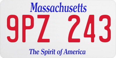 MA license plate 9PZ243