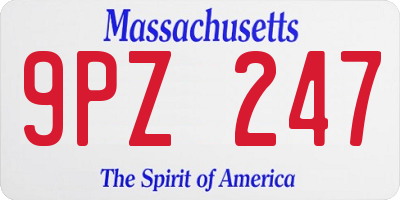MA license plate 9PZ247