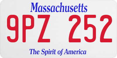 MA license plate 9PZ252