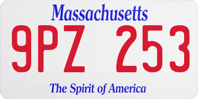MA license plate 9PZ253