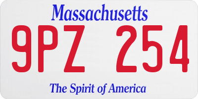 MA license plate 9PZ254