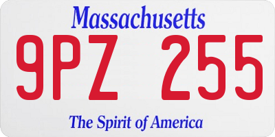 MA license plate 9PZ255