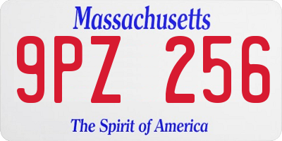 MA license plate 9PZ256