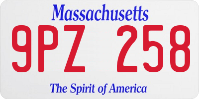 MA license plate 9PZ258