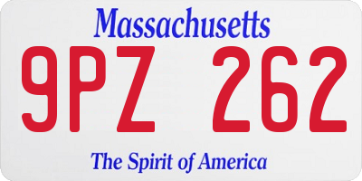 MA license plate 9PZ262