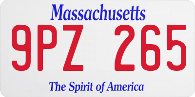 MA license plate 9PZ265