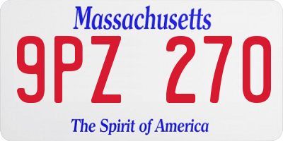 MA license plate 9PZ270