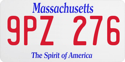 MA license plate 9PZ276