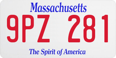 MA license plate 9PZ281